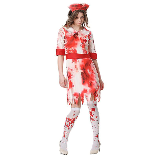 Naisten kauhuhoitaja-asu, Halloweenin veriset zombihoitaja-asut M