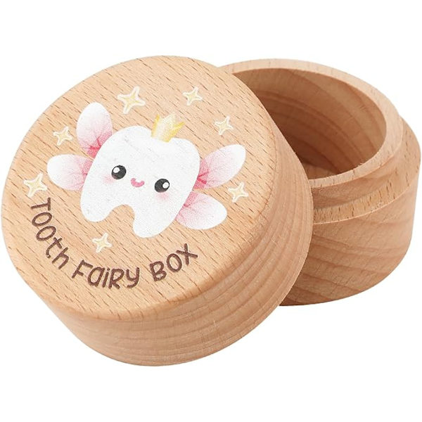 Tooth Fairy Box, Tandlåda i trä Tand Söt tand Minneslåda Tandförvaringslåda Babytandlåda för Barn Pojkar och Flickor