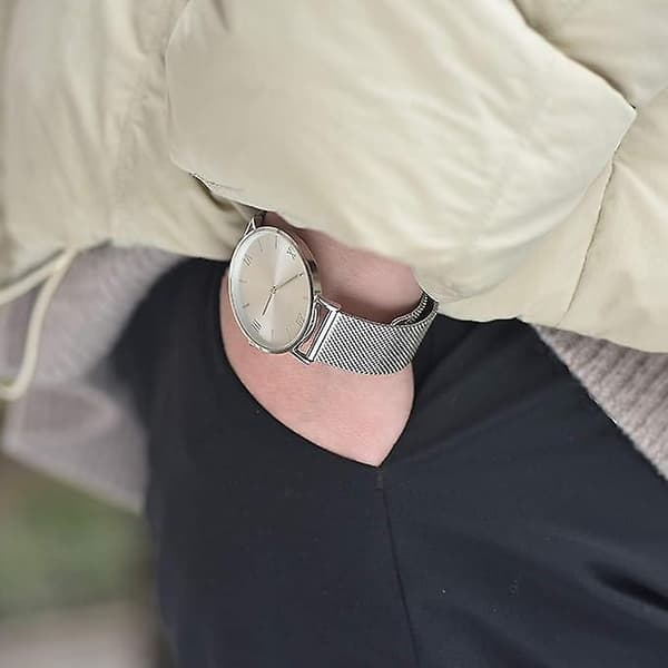 Damklocka i rostfritt stål, 22 mm snabbspänne i mesh