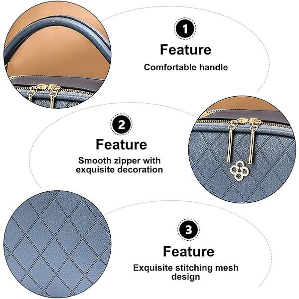 Uusi yksinkertainen ruudullinen naisten pieni neliölaukku keinonahkaa käsilaukku olkalaukku crossbody-laukku blue