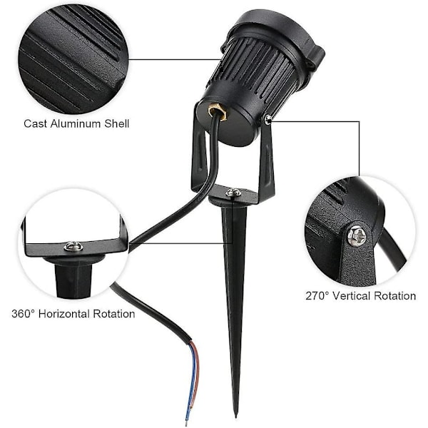 4 COB LED säädettävän kohdevalon sarja 5W 220V piikillä (kylmä valkoinen)