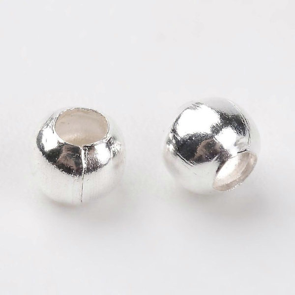 Järnmellanläggsskulpterade pärlor Runda Silverfärgade Pläterade 3mm i diameter 3mm tjocka Hål: 1.2mm cirka 404st/20g