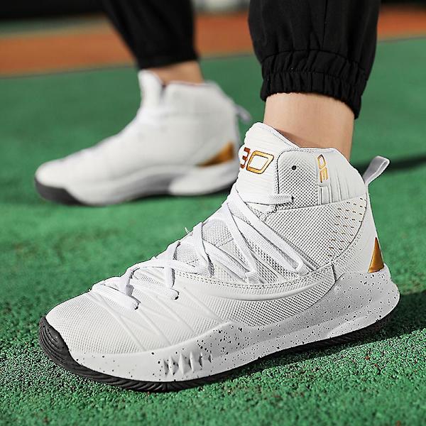 Herre Basketballsko Lett Pustende Gåsko Atletiske Motesneakers 3D2106 WhiteGold EU 44