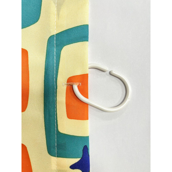 Vintage Tegneserie Geometrisk Stjerne Print Polyester 183*183cm Børstet Stof Badeværelse Toilet Bruseforhæng Partition Blokerende Hængende Forhæng