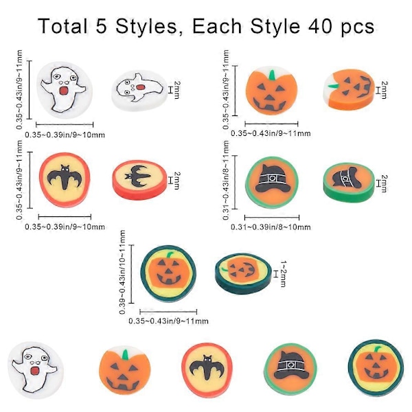 1 Laatikko 1 Laatikko 200kpl 5 Tyyliä Halloween Cabochons Hartsi Koristeet Aave Kurpitsa Lepakko Kupu Litteä Selkä Scrapbook Koriste Korut DIY Rintakoru Korvakoru D