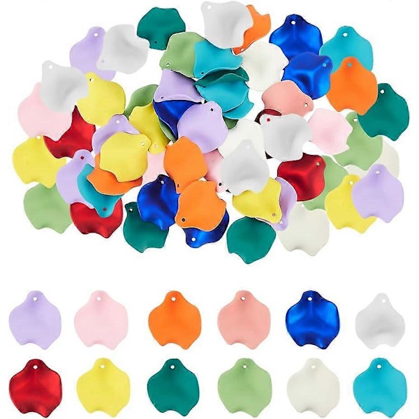 48 stk. 12 farger Matte Blomsterblad Charm Blomsterblad Charms Ugjennomsiktig Akryl Fargerike Blomsterblad Perler Uregelmessig Form Matte Blomsterblad Øredobber Charms for DIY Smykker C