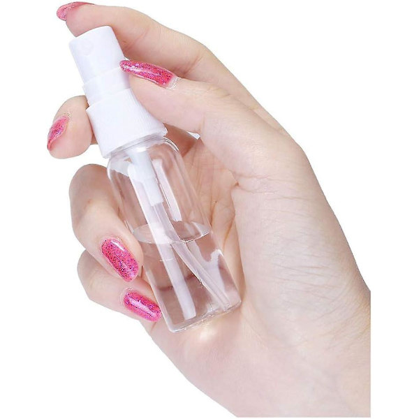 30-pack 30 ml (1 oz) fina dimspruta minisprayflaskor med pumpspraylock, påfyllningsbara och återanvändbara tomma plastflaskor