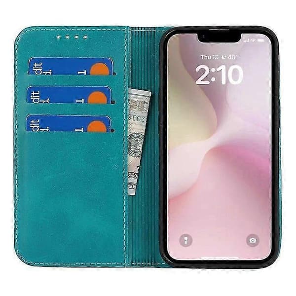 Telefonfodral för Iphone 16e, PU-läder med kalvtextur, magnetisk stängning, smart telefonfodral Sky Blue