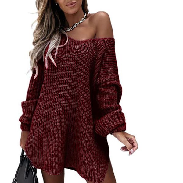 Höst Casual Kläder För Kvinnor Sexig Höst Kort Tröja För Skola Kontor Lounge Dagligen M Wine Red