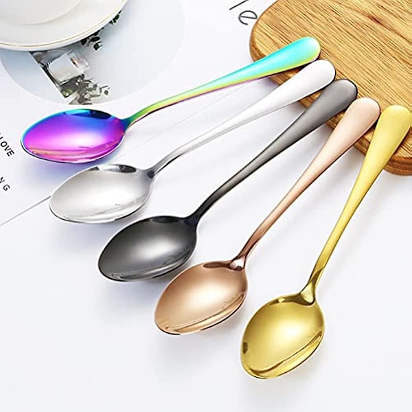 1 set med 5 delar bestickset inklusive 2 gafflar + 2 skedar + 1 skärare Premium återanvändbara bestickset perfekt för resor camping hem Silver