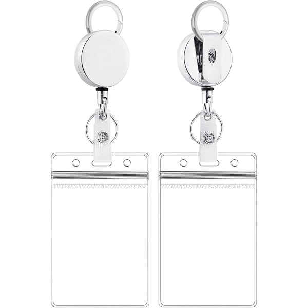 Plast ID-hållare med infällbar set, vertikal märkeshållare med rullhållare Silver 2-pack