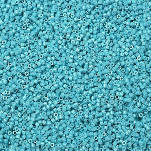 Cylinderformede glasperler, uigennemsigtige farver, glans, ensartet størrelse, turkis 2x1,5 mm Hul: 0,8 mm ca. 888 stk./10g