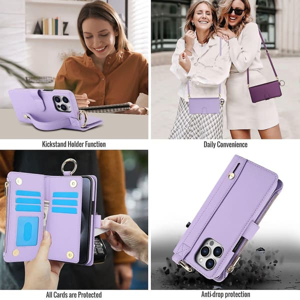 Crossbody Plånbok Läderfodral För iPhone 11 Pro Max / 11 Pro / iPhone 11 Purple For iPhone 11