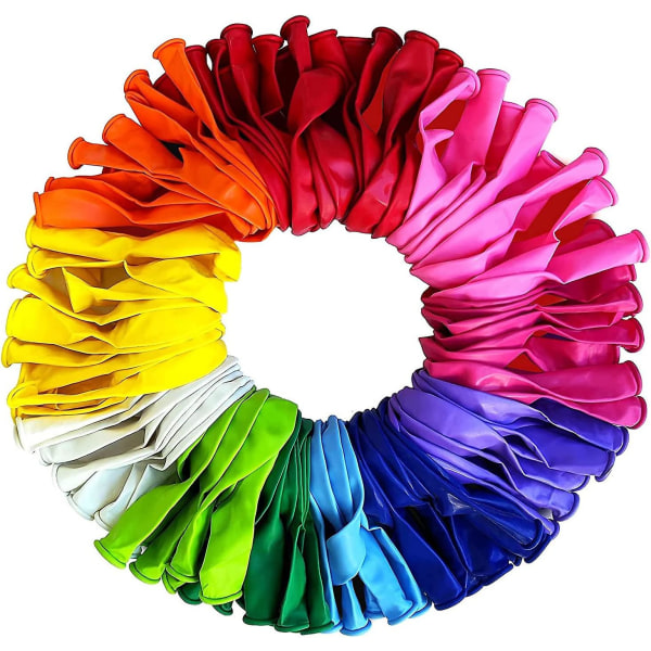Farverige balloner [pakke med 100], heliumballoner, holdbare premium balloner til luft og helium, i 10 vidunderlige farver, til fødselsdagsballoner