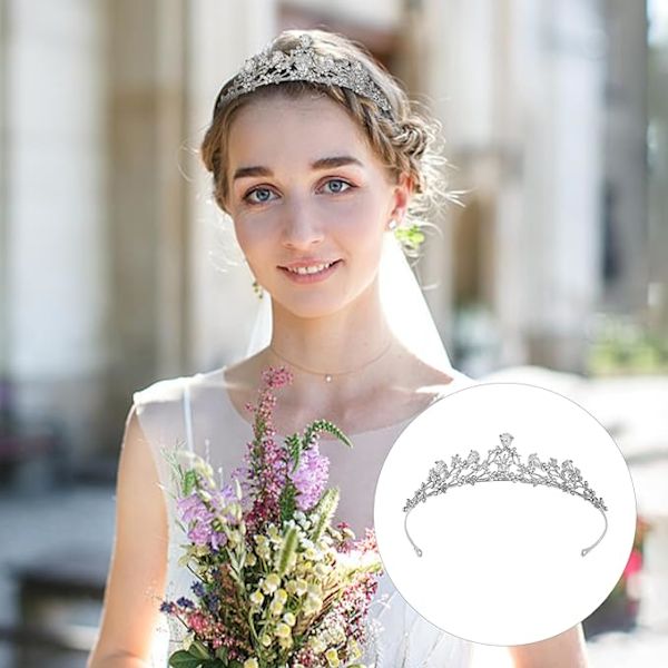 1 styck prinsesskrona dam Rapunzel kostym brudkrona fe silver tiara damer karneval silverkrona