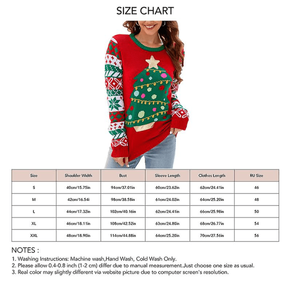 Dame Sweater Langærmet Julemønster Rund Hals Afslappet Løs Pullover Sweater style 2 L