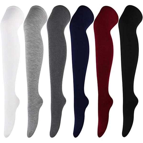 6 Par Långa Strumpor Lårhöga Strumpor Tights Över Knästrumpor Casual Höga Strumpor för Flickor och Kvinnor