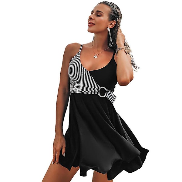 Kvinnors baddräkt i ett stycke baddräkt bikini badkläder Black M