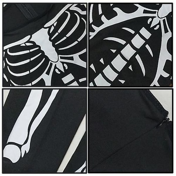 Halloween Dame Skelet Bodysuit, 3d Cosplay Skelet Kostume Jumpsuit White1