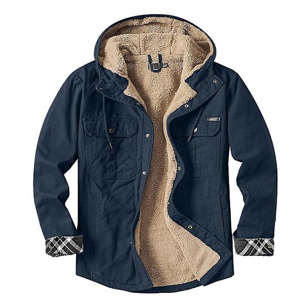 Herr Cargo Hooded Jacka, Vinter Varma Foder Termisk Jacka Rock Blue M