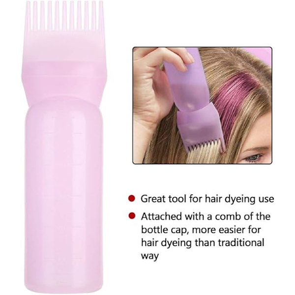 3 väriä Hiusvärin levityspullo Shampoopullo Öljyvärin annostelija Applikatoriharjan kärjellä varustettu työkalu 120 ml:n kapasiteetilla hiusten värjäykseen (vaaleanpunainen)
