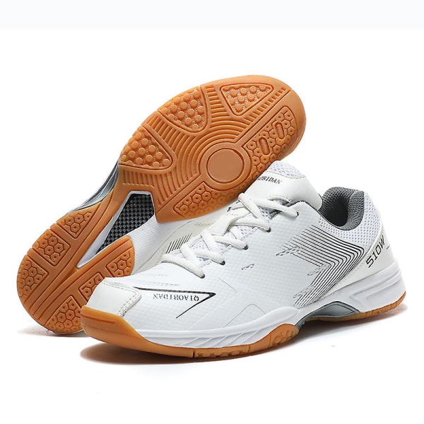 Mænd Kvinder Letvægts Sneaker Mode Indendørs Court Sko Velegnet Til Badminton 3Dx86 WhiteGray EU 44