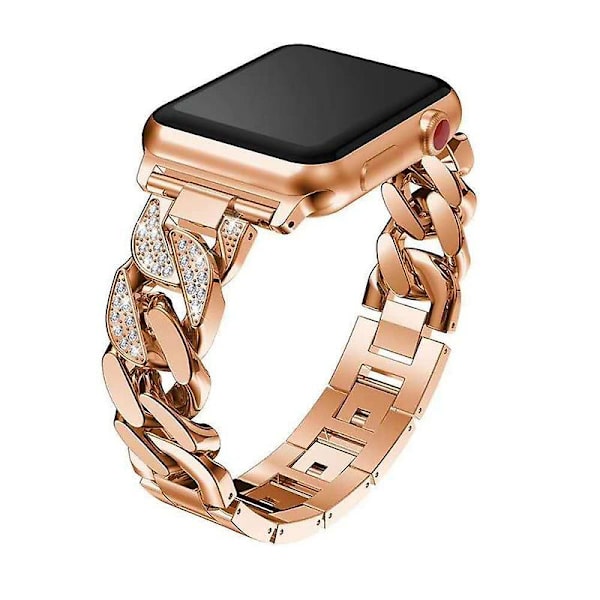 Kimalteleva ranneke yhteensopiva Apple Watch -rannekkeen kanssa 38mm 40mm 41mm Miehet Naiset Strassi Alloy Link Ranneke Iwatch Series 7/6/5/4/3/2/1/se Metallinen rannekoru (r