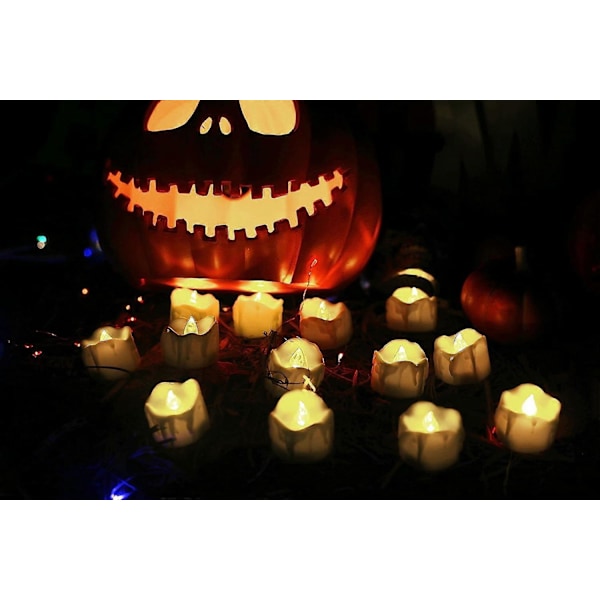 12-pack Flamfria Värmeljus med Timer, Små Votivljus i Bulk med Fladdrande Batteridrivna LED-värmeljuslampor för Bröllopsdekorationer Utomhus Halloween