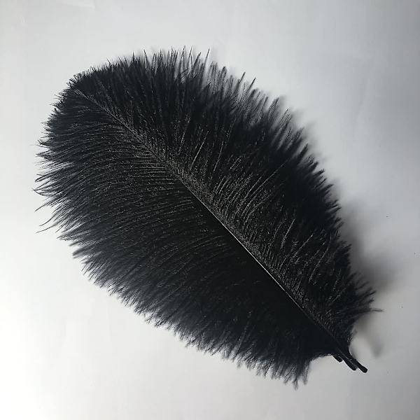 15-20 cm (6-8 tommer) Strudsefjer til bryllupsdekorationer og boligindretning, pakke med 10 stk. (sort)