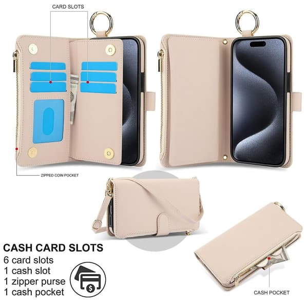 Crossbody Plånbok Läderfodral För iPhone 11 Pro Max / 11 Pro / iPhone 11 White For iPhone 11 Pro Max