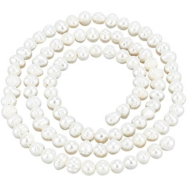 95 stk. Naturlige Ferskvanns Skjellperler 4mm Naturlige Perletråder Polerte Runde Løse Perler for Smykkefremstilling Hull 0.8mm