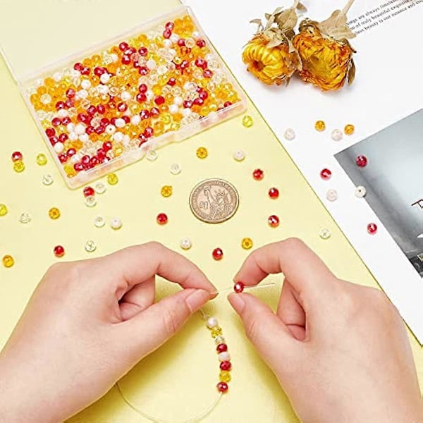 500 st Kristallglaspärlor 6mm Orange Facetterade Pärlor Höstgula Lösa Pärlor Distanser för Höst Thanksgiving Day Heminredning DIY Örhänge Halsband Armband