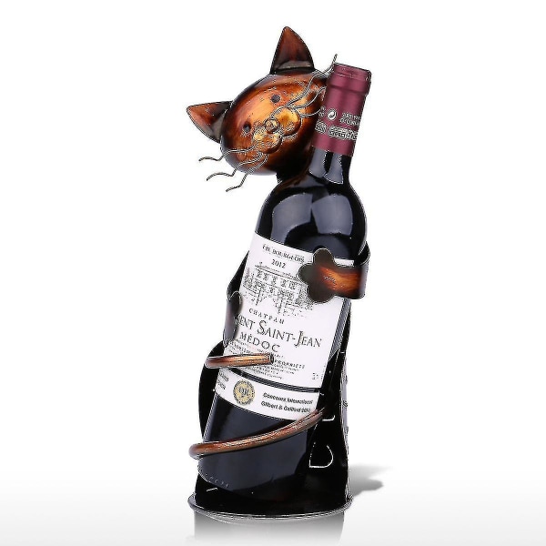 Metallisk Vinflaskeholder, Kattformet Vinflaskeholder, Metallisk Vinflaskebrett, Praktiske Skulpturer For Hjemmedekor Katt, Hjemmedekorasjon Håndverk Starlight