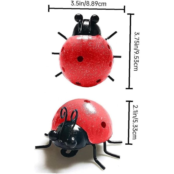 Marihøne Metall Hageskulptur Veggkunst Sett Dekorativt Ornament Kunst Søte Utendørs Insekter 4 stk, DIY