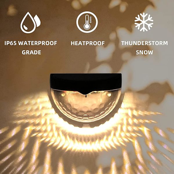 4 Pakning Solcelle LED Lys Ip65 Vanntett Utendørs Gjerde Solcellelys