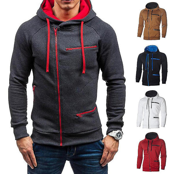 Herr Hoodie med dragsko, långa ärmar, sidodragkedja, aktiv kofta, sweatshirt S Camel