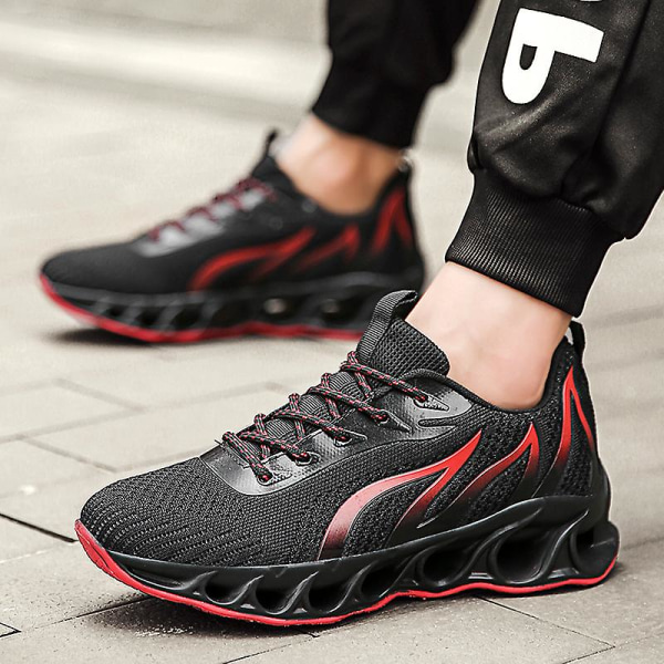 Herresko Flyvende Vævet Fritidssko Åndbare Sneakers Sportssko 8818 Black EU 47
