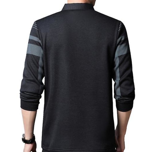 Långärmade pikétröjor för män Casual Snygga skjortor Grey XL