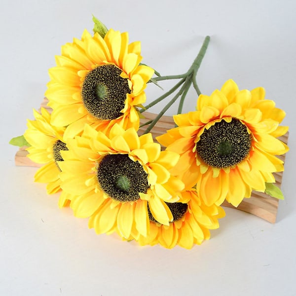 Kunstig solsikkebukett, falske villblomster bryllup vårdekorasjon, brudebukett, DIY hagehåndverk kunstdekorasjon style2