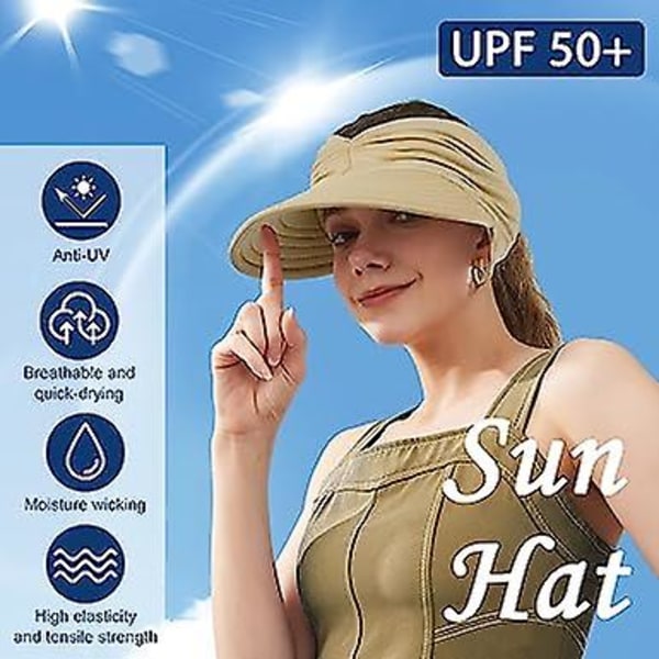 Dam Visor Cap, Bred Brätte Utomhus Solkeps, Fällbar Och Snabbtorkande Upf50+ Solskydd Strandhatt, Kan Användas För Strand, Golf, Löpning
