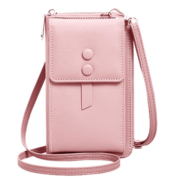 Mobiltelefonväska New Fashion Dam Pu-plånbok Enkel Flip Crossbody-väska pink