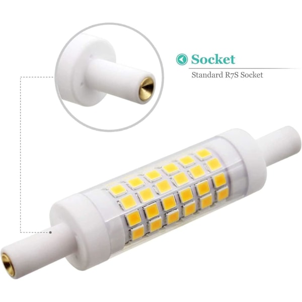 2 LED-lampor R7s 78 mm 5w 15 x 78 mm, Varmvitt 3000k, 220.00v [energiklass A+]