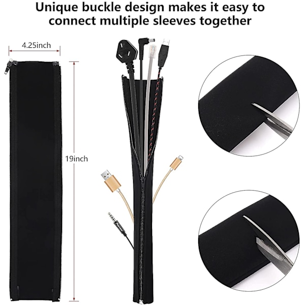 173 stk. Kabelstyring Organizer Kit, inkluderer 4 Kabelstrømper med Lynlås, 30