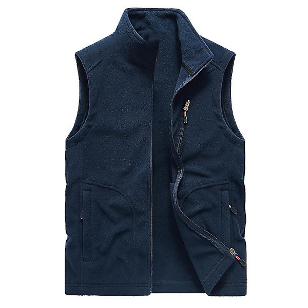 Herrväst, fleeceväst vindtät ärmlös jacka väst Navy 4XL