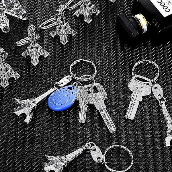 30 st Eiffel-tornet nyckelring Retro nyckelring Dekorationer Handväskor Charms Staty Modell Bal Nyckelring Franska Souvenirer silver