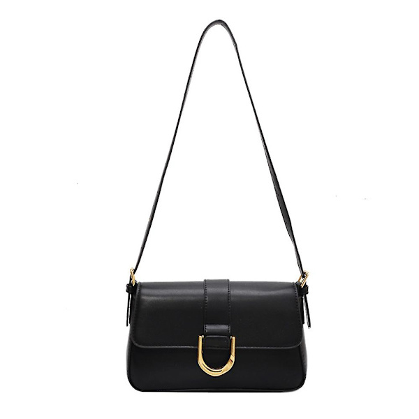 Ny Tide Høst Og Vinter Retro Pu Skinn Nisje Joker Crossbody Skulderveske Baguette Underarmsveske black
