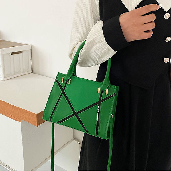 Dame Skuldertaske Retro Klassisk Håndtaske Pu Læder Clutch Taske Med Lynlås green