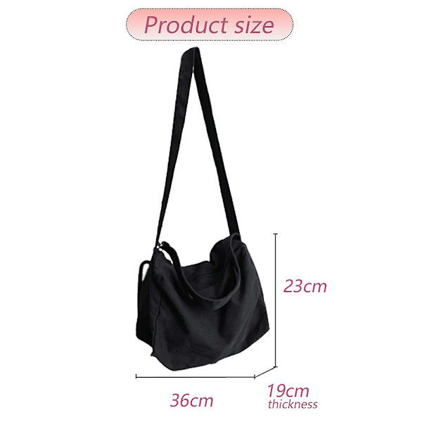 Canvas Læder Messenger Taske Skuldertaske Kryds Krops Taske black