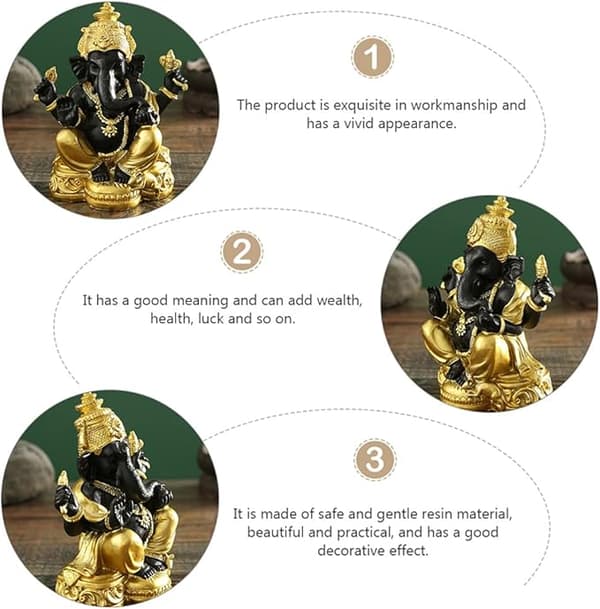 figur guld svart herr elefant figur bord buddhistisk gud  för att samla konst figur