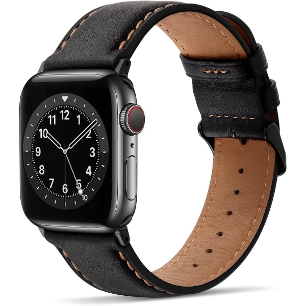 Remkompatibel Apple Watch 38 mm 40 mm 41 mm ersättningsrem i läder kompatibel med Iwatch Series 7 (41 mm) Se Series 6/5/4 (40 mm) Series 3/2/1 (38 mm)